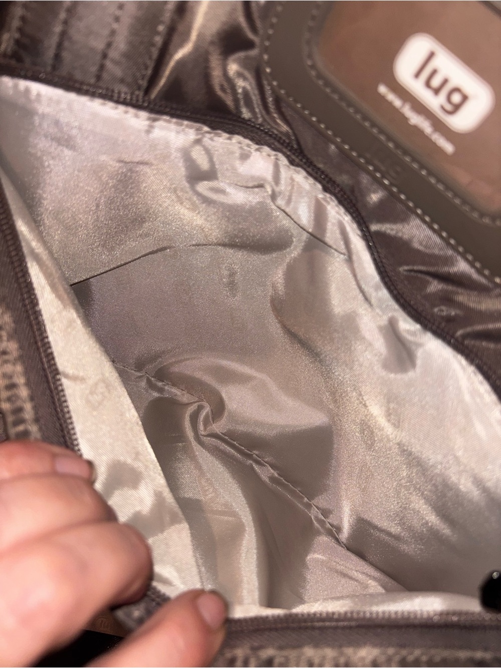 Lug Puddle Jumper Metallic Gray Quilted Convertible Tote Backpack Travel - Picture 9 of 11